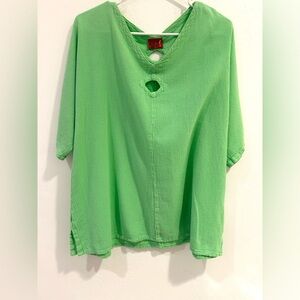 Oh My Gauze! Women’s Lime Green Short Sleeve Top Shirt Boho Size 2 (L/XL)